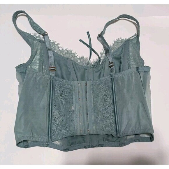 Victoria’s Secret Dream Angel Small Green Unlined Lace-Up Corset Bustier Top - Picture 2 of 7